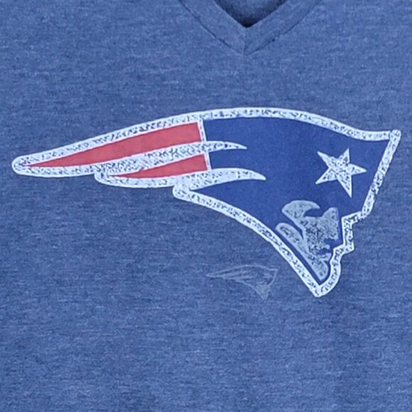 NFL Team Apparel Patriots NFL Football Heather Blue V-Neck Short Sleeve Tee - L - Picture 2 of 6